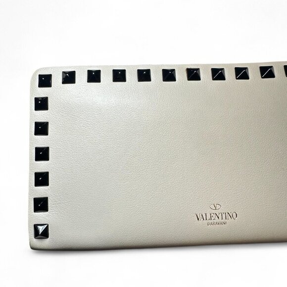 Valentino Garavani White/Ivory Rockstud Continental Wallet w Black Studs - Picture 3 of 16